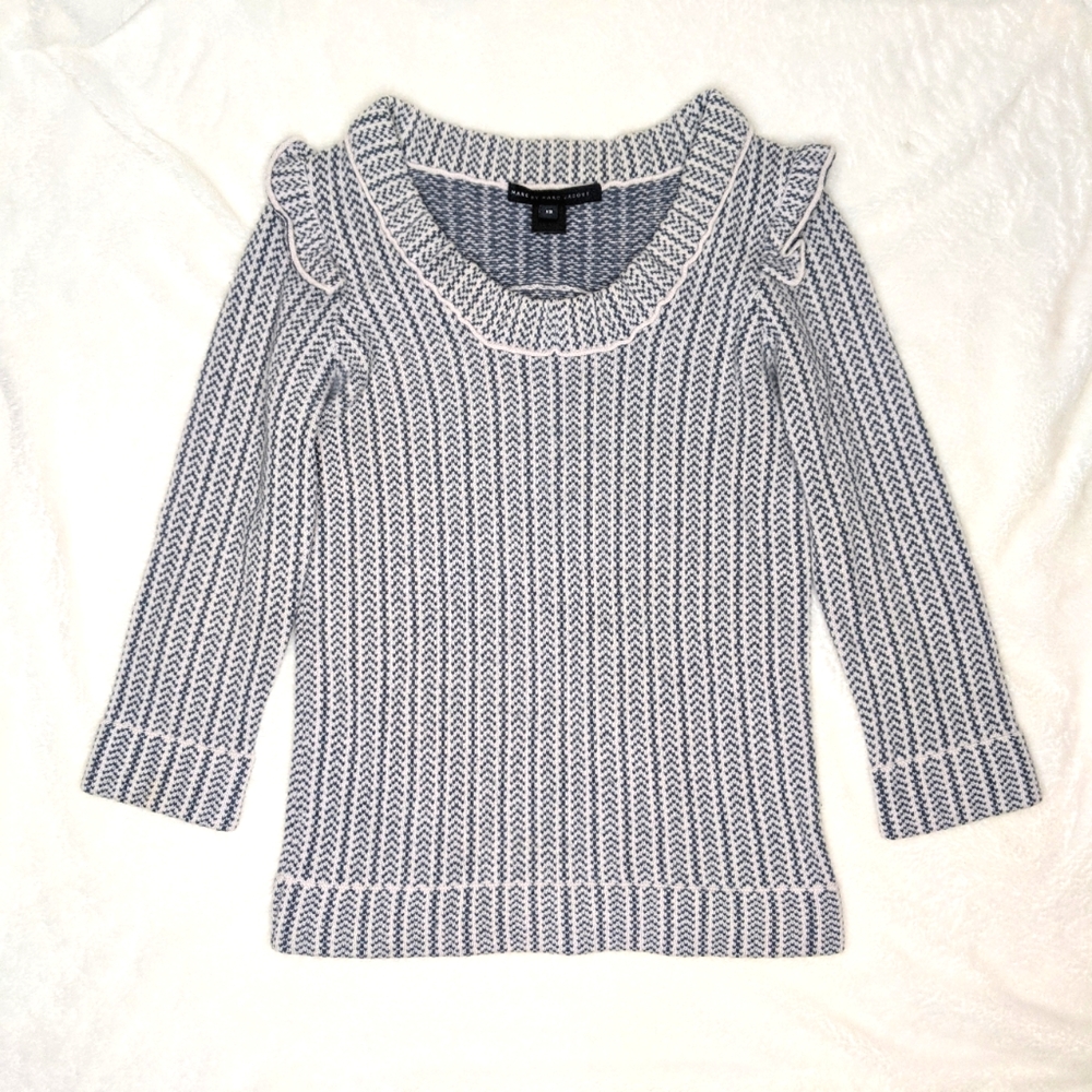 Marc by Marc Jacobs Gray Ruffle Shoulder Sweater